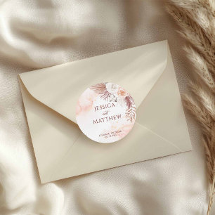 Elegant Boho Stil Rosa ros Blommigt Välkommen Runt Klistermärke
