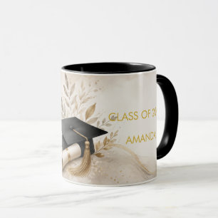 Elegant Boho Stuga Kärna Examensår & Namn Mugg