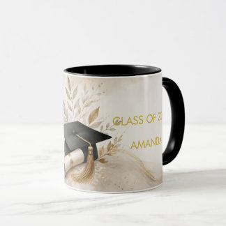 Elegant Boho Stuga Kärna Examensår & Namn Mugg