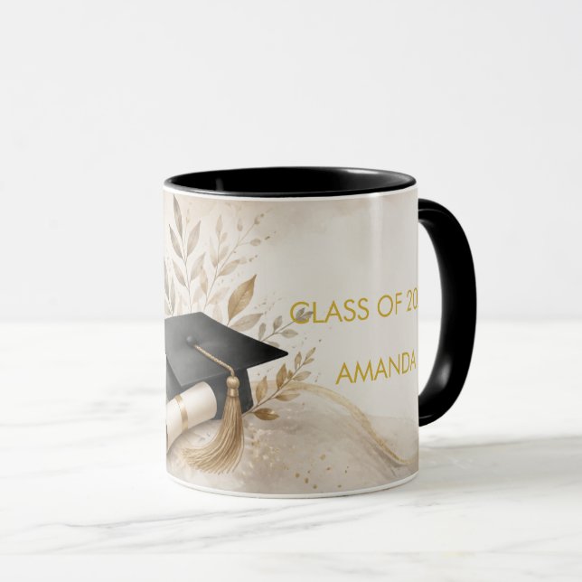 Elegant Boho Stuga Kärna Examensår & Namn Mugg (Framsida höger)