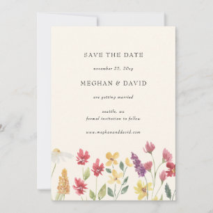 Elegant Boho Summer Wildblomma Spara datum Meddelande