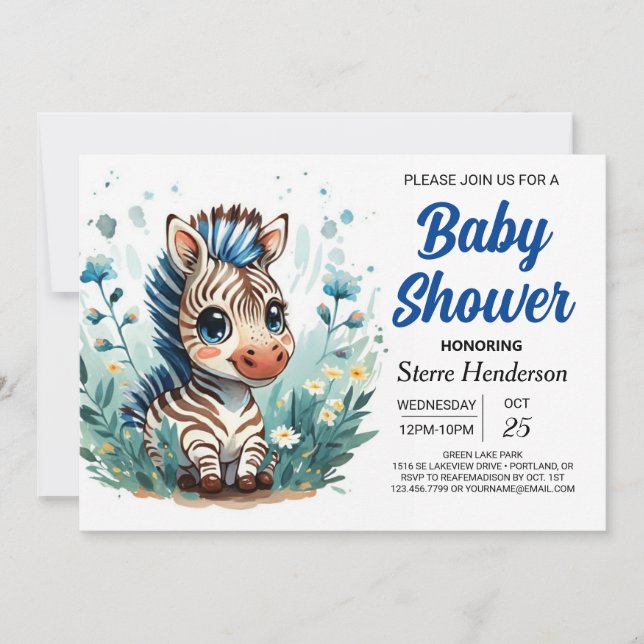 Elegant Boho Surprise Zebra Boy Shower Inbjudningar (Framsida)