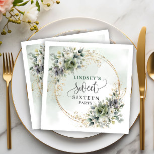 Elegant Boho Sweet Sixteen Grönska Foliage Servett