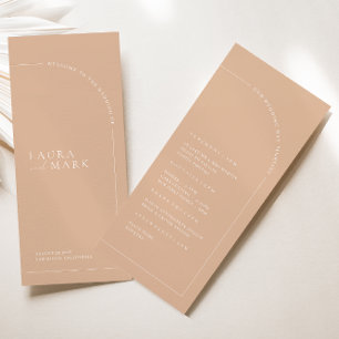 Elegant Boho Tan Minimal Bröllopsceremoni Program