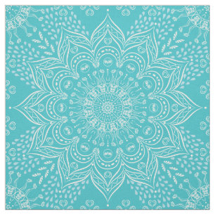 Elegant Boho Teal Blue Mandala Tyg
