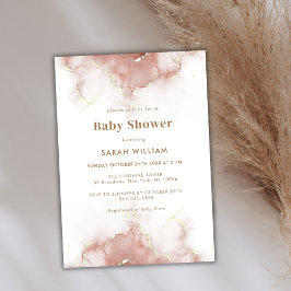 Elegant Boho Terracotta Agate Guld Baby Shower Inbjudningar