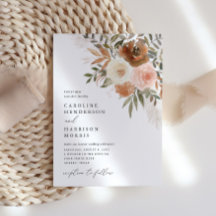 Elegant Boho Terracotta Blommigt bröllopsinbjudan