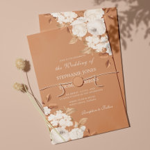 Elegant Boho Terracotta Blommigt bröllopsinbjudan