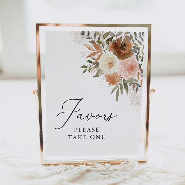 Elegant Boho Terracotta Blommigt Favorittecken Poster (Skapare uppladdad)