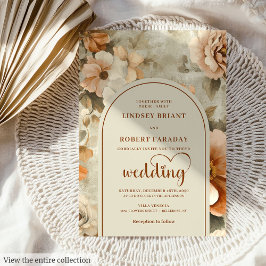 Elegant Boho Terracotta Ivory Sage Floral Wedding Inbjudningar
