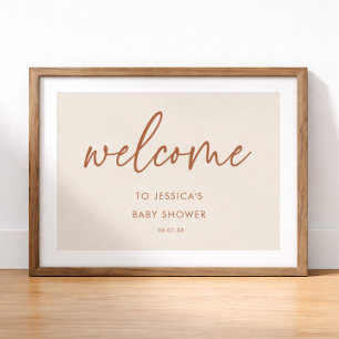 Elegant Boho Terrakotta Baby Shower Välkomstskylt Poster