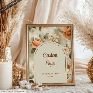 Elegant Boho Terrakotta Elfenben Sageblomma Anpass Poster