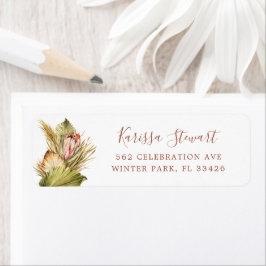 Elegant Boho Torkade botanikaler Rust Bröllop Returadress Etikett