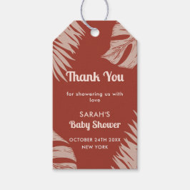 Elegant Boho Tropical Lövs Baby Shower Presentetikett