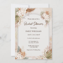 Elegant Boho Tropical Pampas Grass Bridal Shower Inbjudningar
