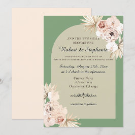 Elegant Boho Vår Peony Christian Bröllop Inbjudningar