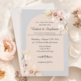 Elegant Boho Vår Peony Christian Bröllop Inbjudningar