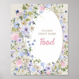 Elegant Boho vår Wildblomma Baby Shower Food Poster