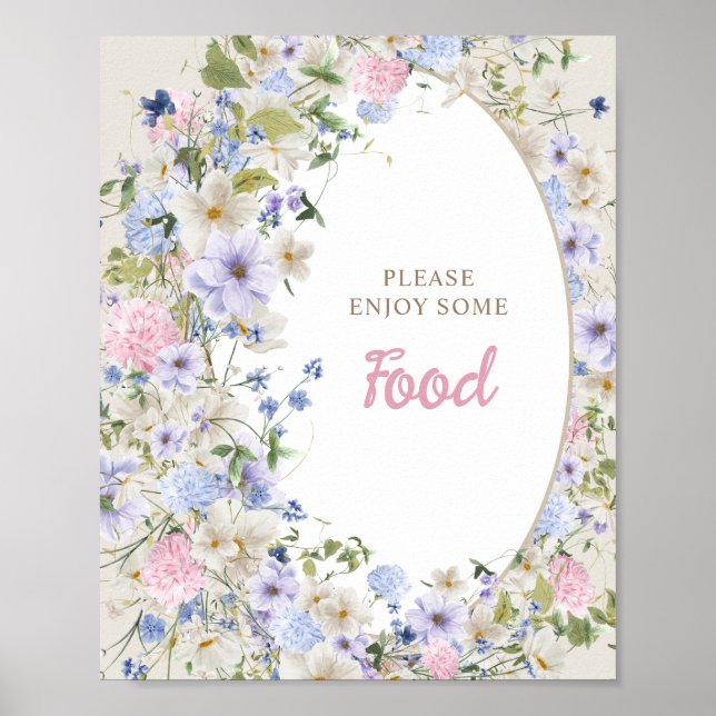 Elegant Boho vår Wildblomma Baby Shower Food Poster (Framsidan)