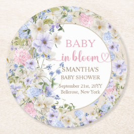 Elegant Boho vår Wildblomma Baby Shower Underlägg Papper Rund