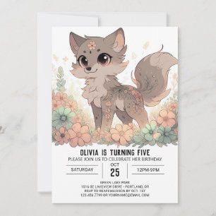 Elegant Boho Varg Digital Birthday Inbjudningar