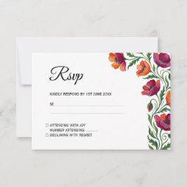 Elegant Boho Vattenfärg Vallmo Blommig Bröllop RSV OSA Kort