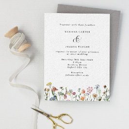 Elegant Boho Vild Flowers Bröllop Inbjudningar