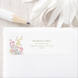 Elegant Boho Vilda Blommor Bröllop Returadress Etikett