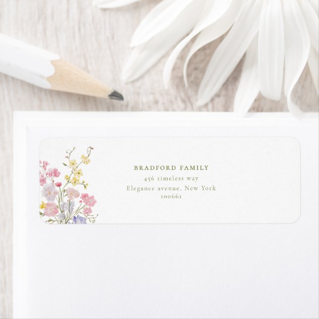 Elegant Boho Vilda Blommor Bröllop  Returadress Etikett (Insitu)