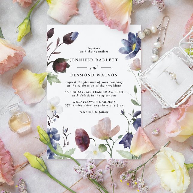 Elegant Boho Vildblomma Bröllop Inbjudningar (Skapare uppladdad)