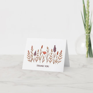 Elegant Boho Vildblomma Bröllop Tack Kort