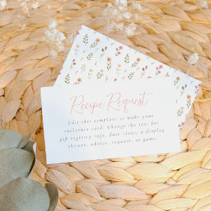 Elegant Boho Vildblomma Bröllopsdusch Tilläggskort
