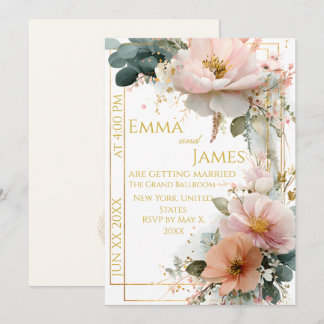 Elegant Boho Vildblomma Bröllopsinbjudan Inbjudningar