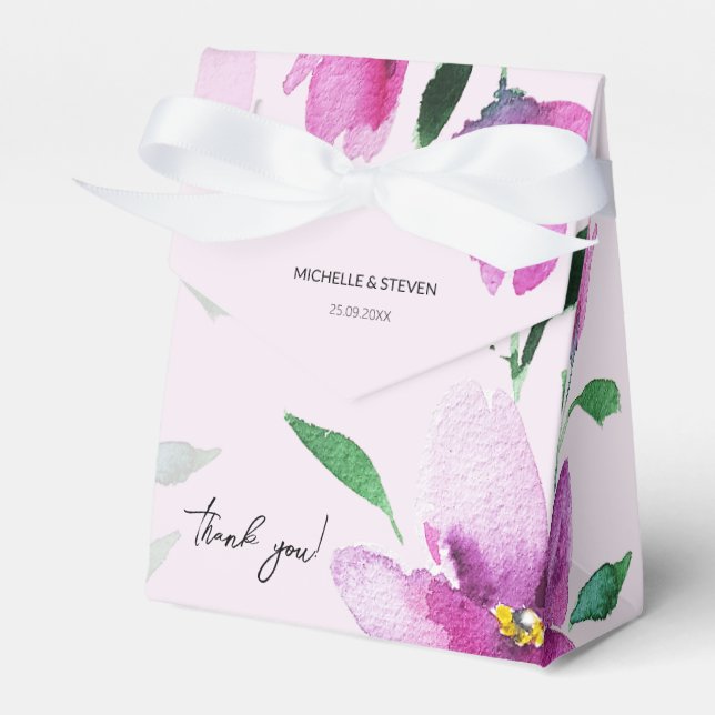 Elegant Boho Violett Blommig Akvarellkonst Presentaskar (Framsidan Sidan)