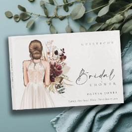 Elegant Boho vit bröllopsklänning Bridal Shower Gästböcker