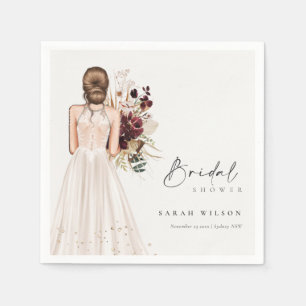 Elegant Boho vit bröllopsklänning Bridal Shower Pappersservett
