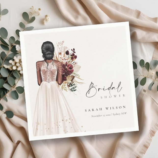 Elegant Boho Vit Bröllopsklänning Bridal Shower Pappersservett (Skapare uppladdad)