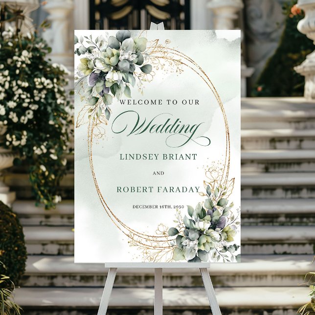 Elegant Boho Vita Rosor Bröllop Välkomstskylt Poster (Welcome guests in style with this elegant wedding welcome sign/poster featuring watercolor white ros)
