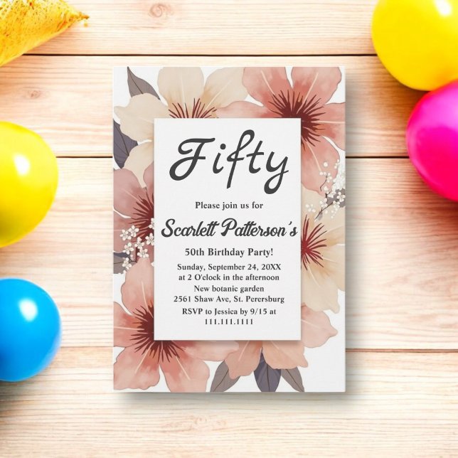 Elegant Boho Watercolor Blommigt Birthday Inbjudningar (Skapare uppladdad)