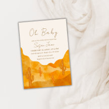 Elegant Boho Watercolor Desert Cactus Baby Shower