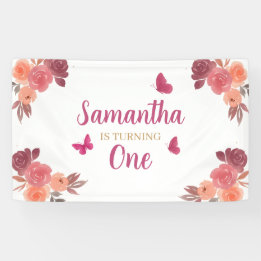 Elegant Boho  Watercolor Floral First Birthday 