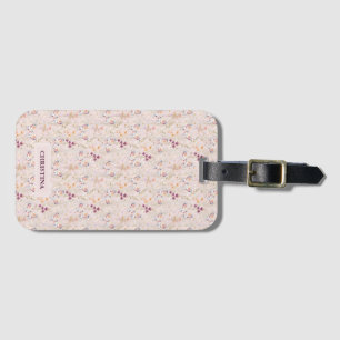 Elegant Boho Watercolor Flower Butterfly Monogram Bagagebricka
