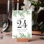 Elegant Boho Watercolor Greenery Bröllop Bordsnummer<br><div class="desc">Njut av ditt botaniska trädgårdsbröllop med boho bröllop bord-kort. Elegant och modern miljövänlig utformning med vattenfärgat färgat grenar med löv överst och grund. Dessa kort från bröllop är perfekt för ett utomhus, land eller ett naturområde i bröllop i vår eller sommar. Kontakta mig om du behöver hjälp med mallen om...</div>