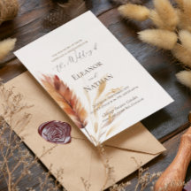 Elegant Boho Watercolor Pampas Fall Wedding