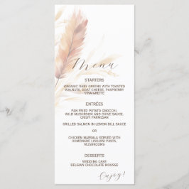 Elegant Boho Watercolor Pampas Fall Wedding Meny