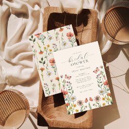 Elegant Boho Watercolor WildblomMöhippa Inbjudningar