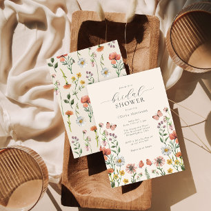 Elegant Boho Watercolor WildblomMöhippa Inbjudningar