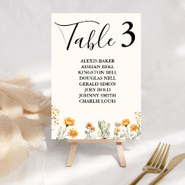 Elegant Boho Weadow Ivory Wildblomma Bröllop Bordsnummer