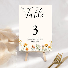 Elegant Boho Weadow Ivory Wildblomma Bröllop Bordsnummer