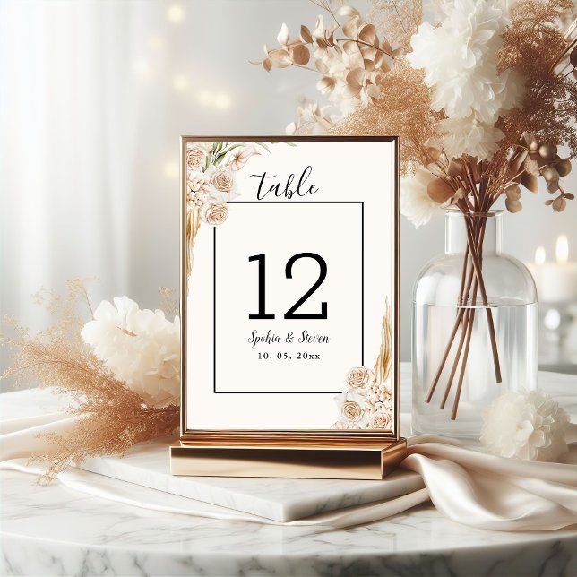 Elegant Boho Wedding with Beige & Yellow Flowers Bordsnummer (Skapare uppladdad)